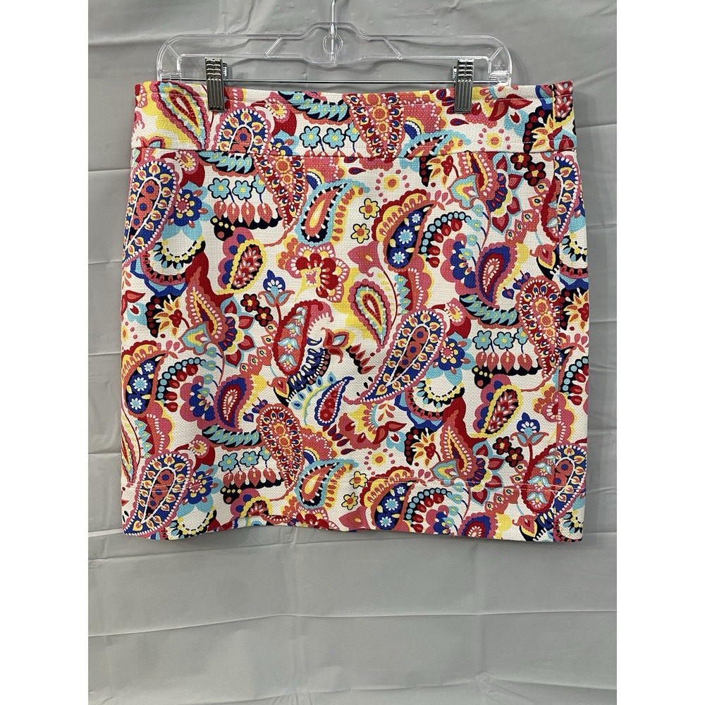 Talbots Petites‎ Pencil Skirt Womens 14P Pink Colorful Paisley Floral